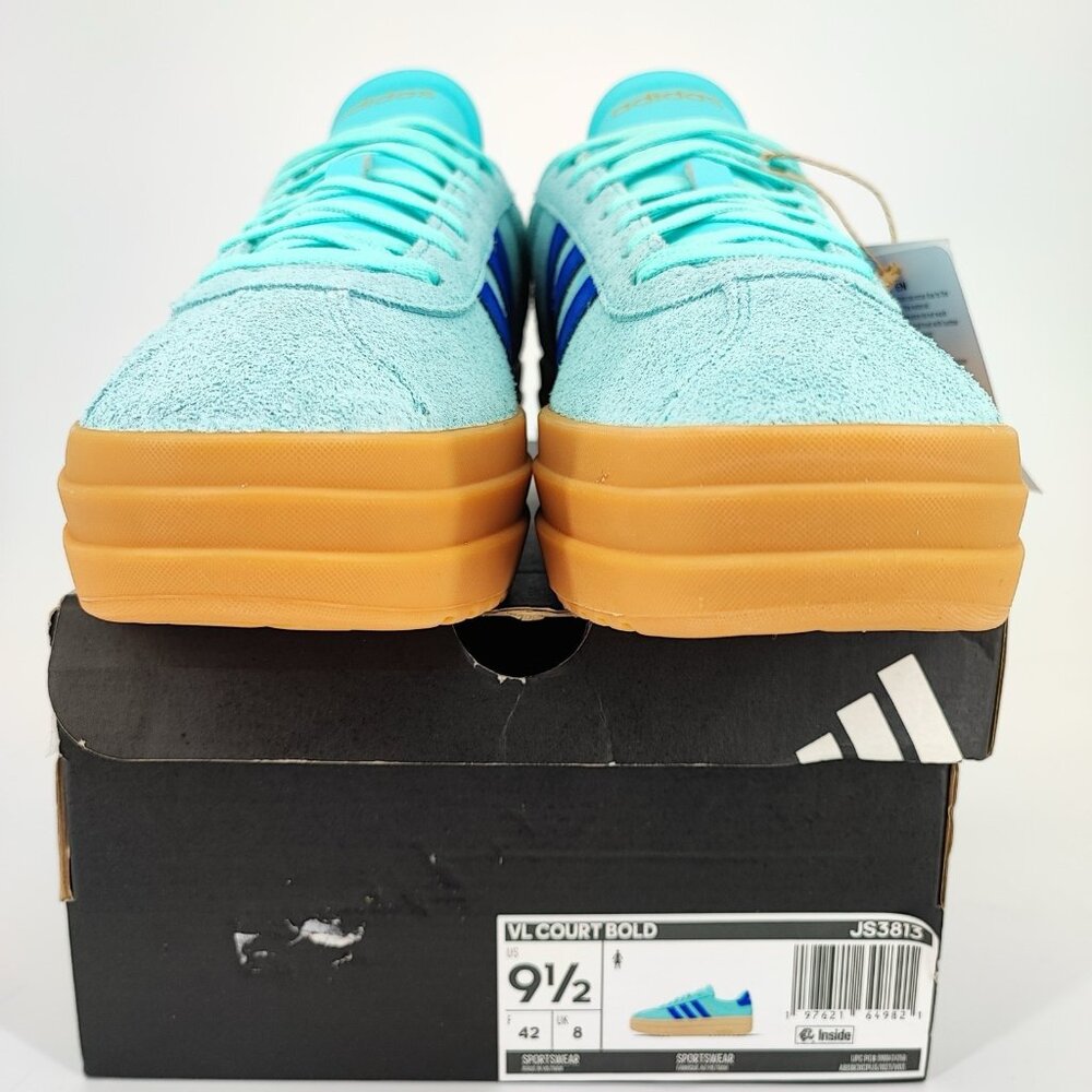 Adidas VL Court Bold Women's Size 9.5 Blue Suede Sneakers Casual JS3813 - Picture 3 of 10